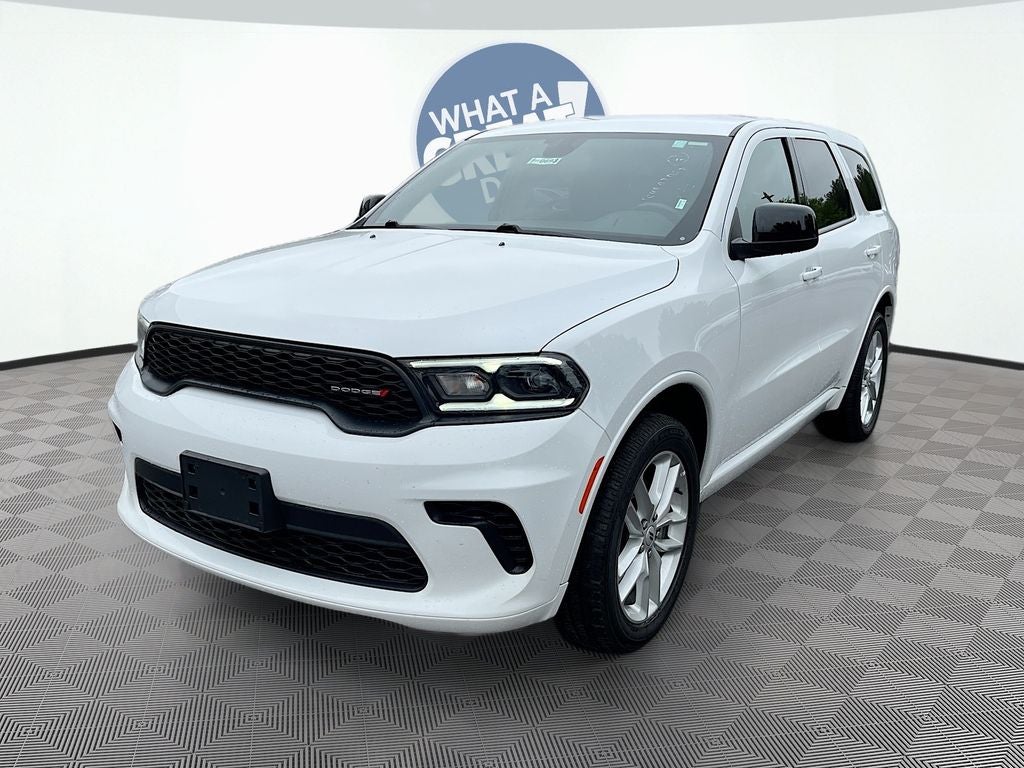 2025 Dodge Durango GT in White Knuckle Clearcoat — front three-quarter view