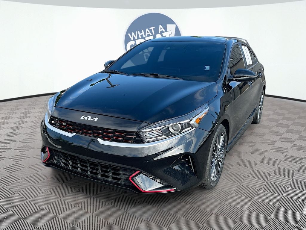 2023 Kia Forte GT-Line in Aurora Black Pearl — front three-quarter view