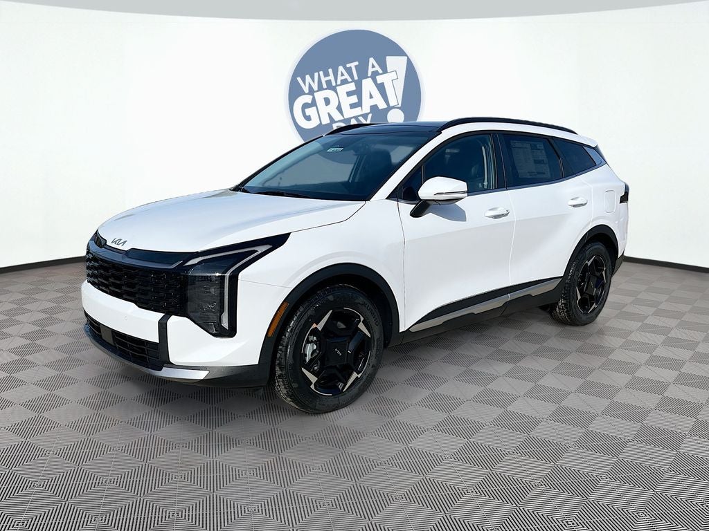 2026 Kia Sportage EX in Glacial White Pearl — front three-quarter view