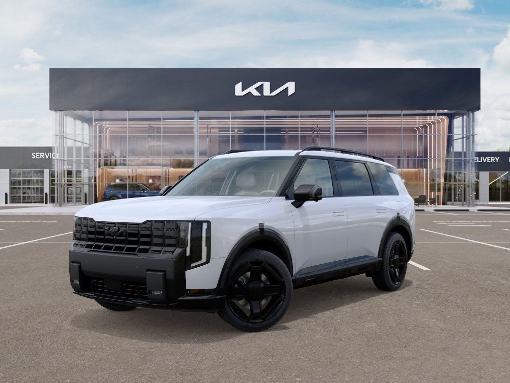 2027 Kia Telluride X-Line SX-Prestige in Glacial White Pearl — front three-quarter view