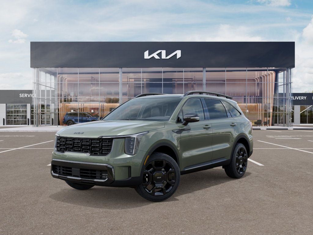 2026 Kia Sorento X-Line EX in Jungle Green — front three-quarter view