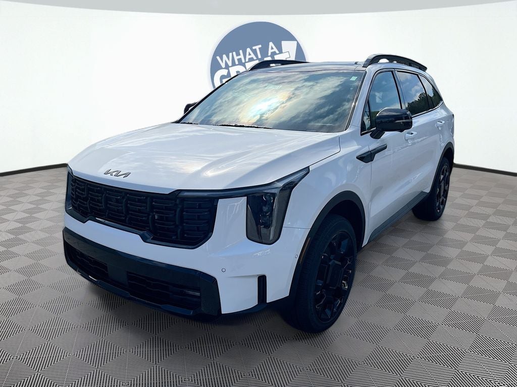 2026 Kia Sorento X-Line SX Prestige in Glacial White Pearl — front three-quarter view