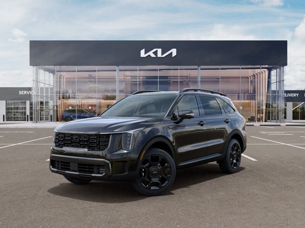 2026 Kia Sorento X-Line SX Prestige in Ebony Black — front three-quarter view