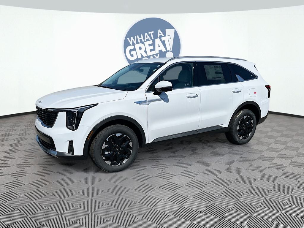 2026 Kia Sorento S in Glacial White Pearl — front three-quarter view