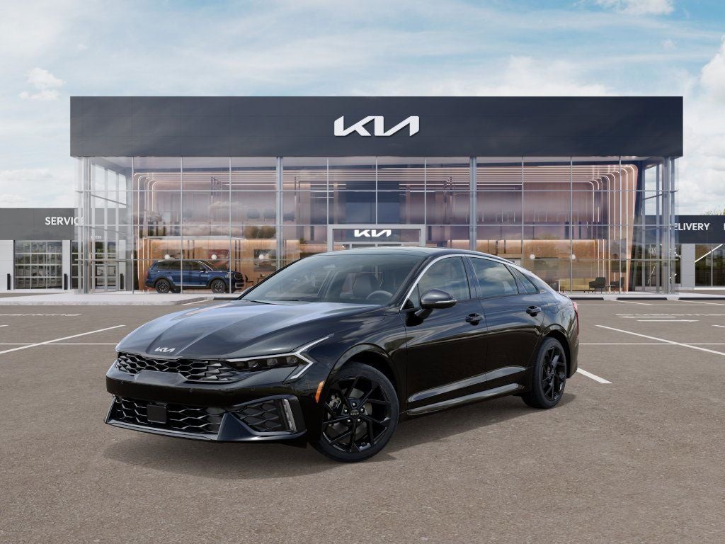 2026 Kia K5 GT-Line in Aurora Black Pearl — front three-quarter view