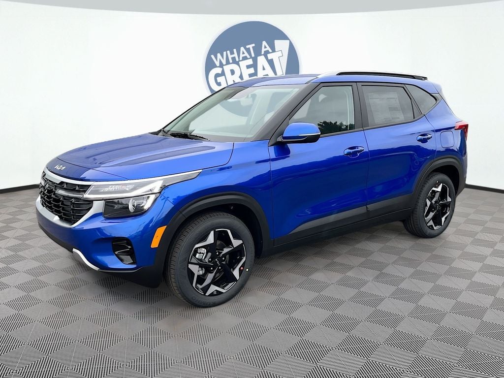 2026 Kia Seltos S in Neptune Blue — front three-quarter view