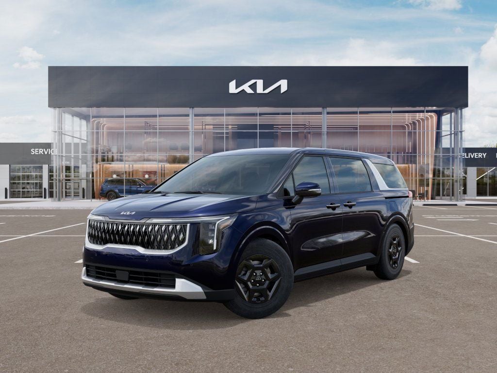 2026 Kia Carnival LXS in Blue — front three-quarter view