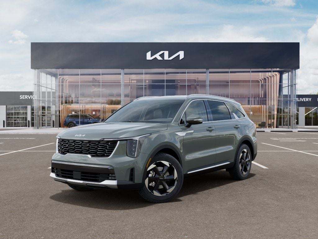 2026 Kia Sorento Hybrid EX in Cityscape Green — front three-quarter view